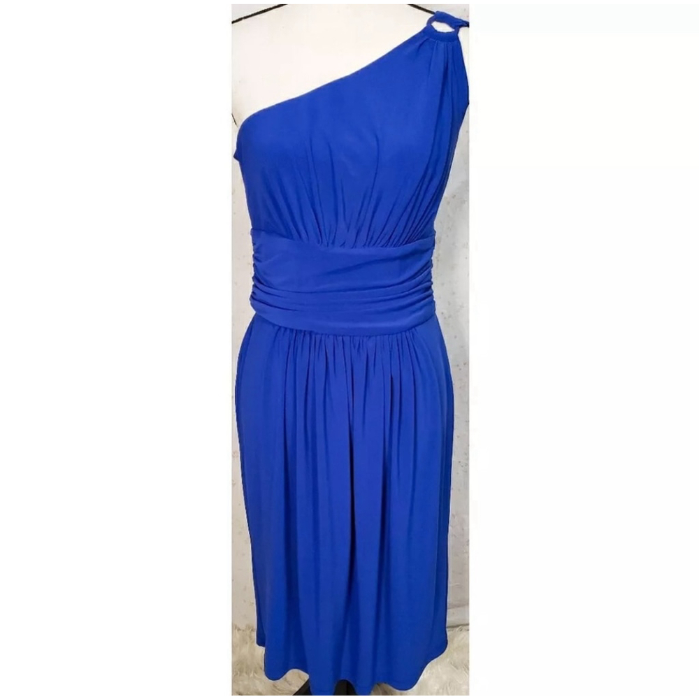 Joseph Ribkoff One Shoulder Knee Length Cocktail Dress Cobalt Blue Size 8
